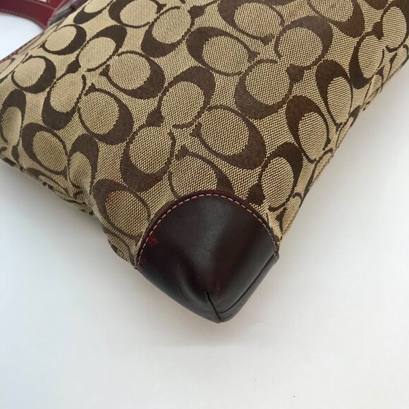 Coach Signature Canvas & Red Leather Trim Tote Bag 6082 - Picture 6 of 11